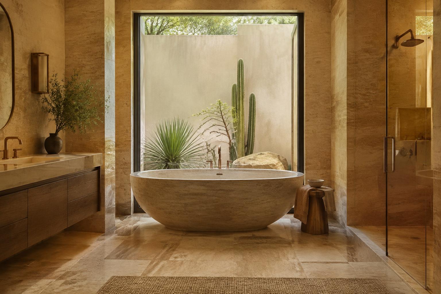 Travertine Spa Bath — Bath design concept